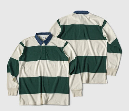 Classic College Style Long Sleeve Polo Shirt
