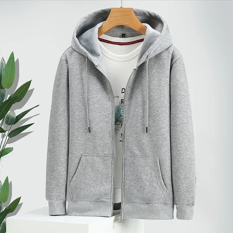Large Size Mens Zip Up Hooded Sweatshirt