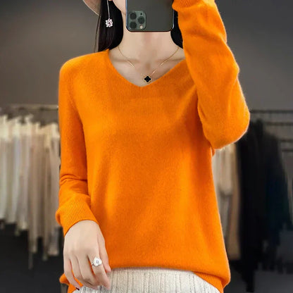Warm Australian Merino Wool V-Neck Sweater