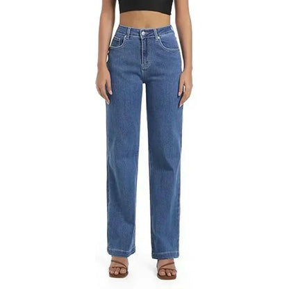 Comfortable Fit White Stretchy Straight Jeans