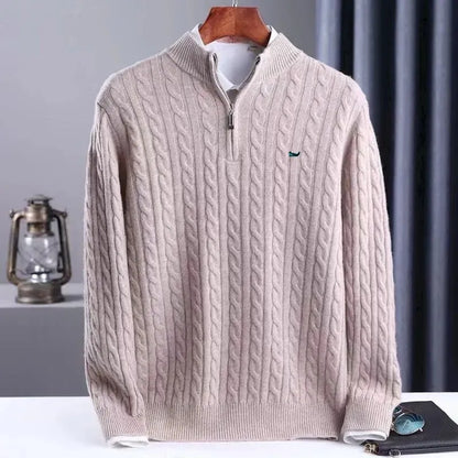 Classic Crew Neck Zip Sweater