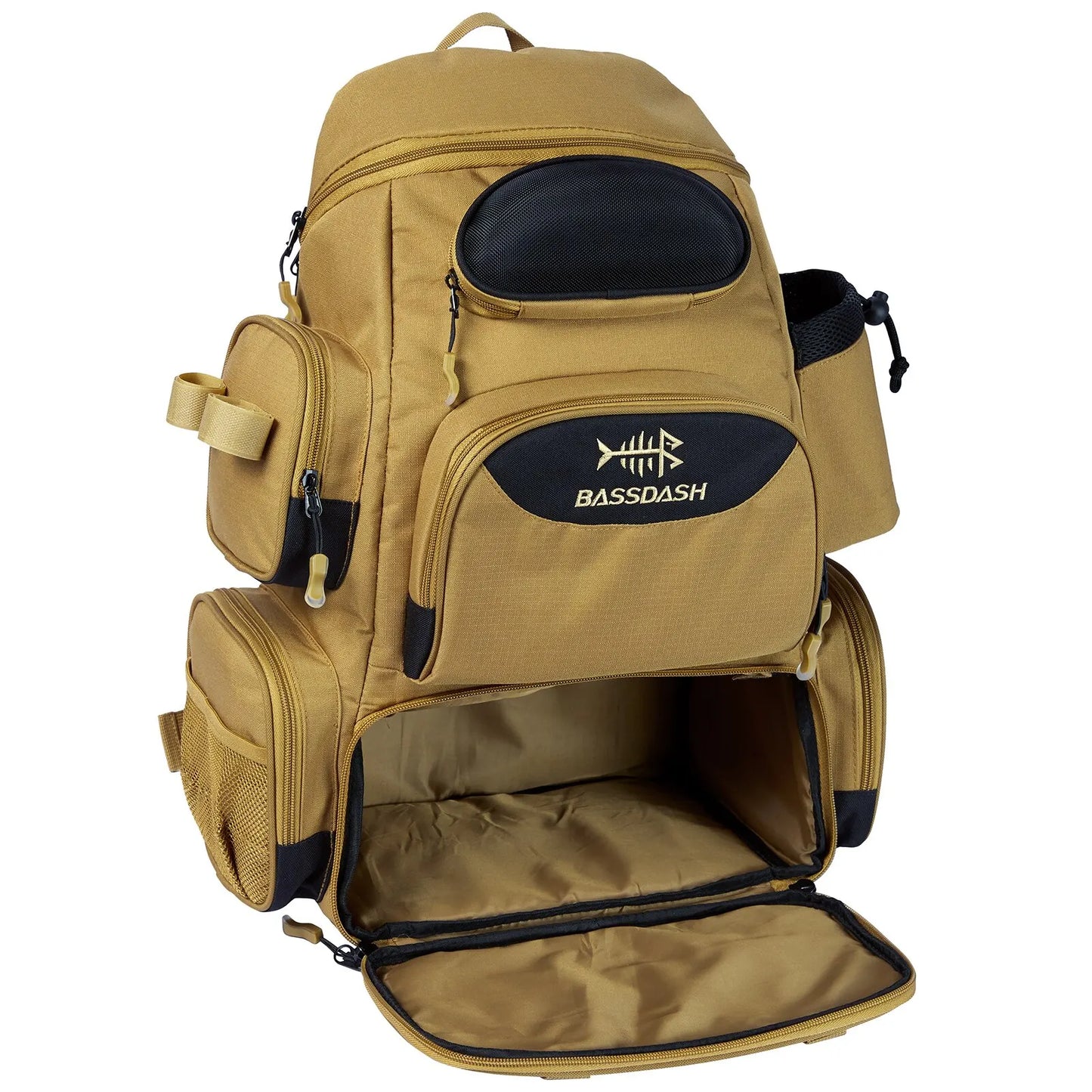 Waterproof Fishing Gear Backpack with Rod Holder & Rain Cover