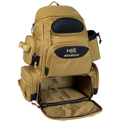 Waterproof Fishing Gear Backpack with Rod Holder & Rain Cover