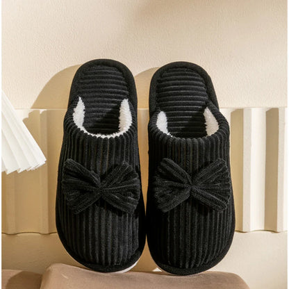 Cozy Slippers with Bow Detail