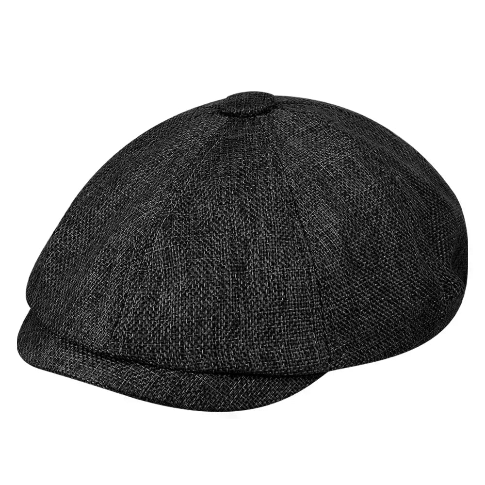 Classic Wool Newsboy Flat Cap - Traditional Unisex Hat