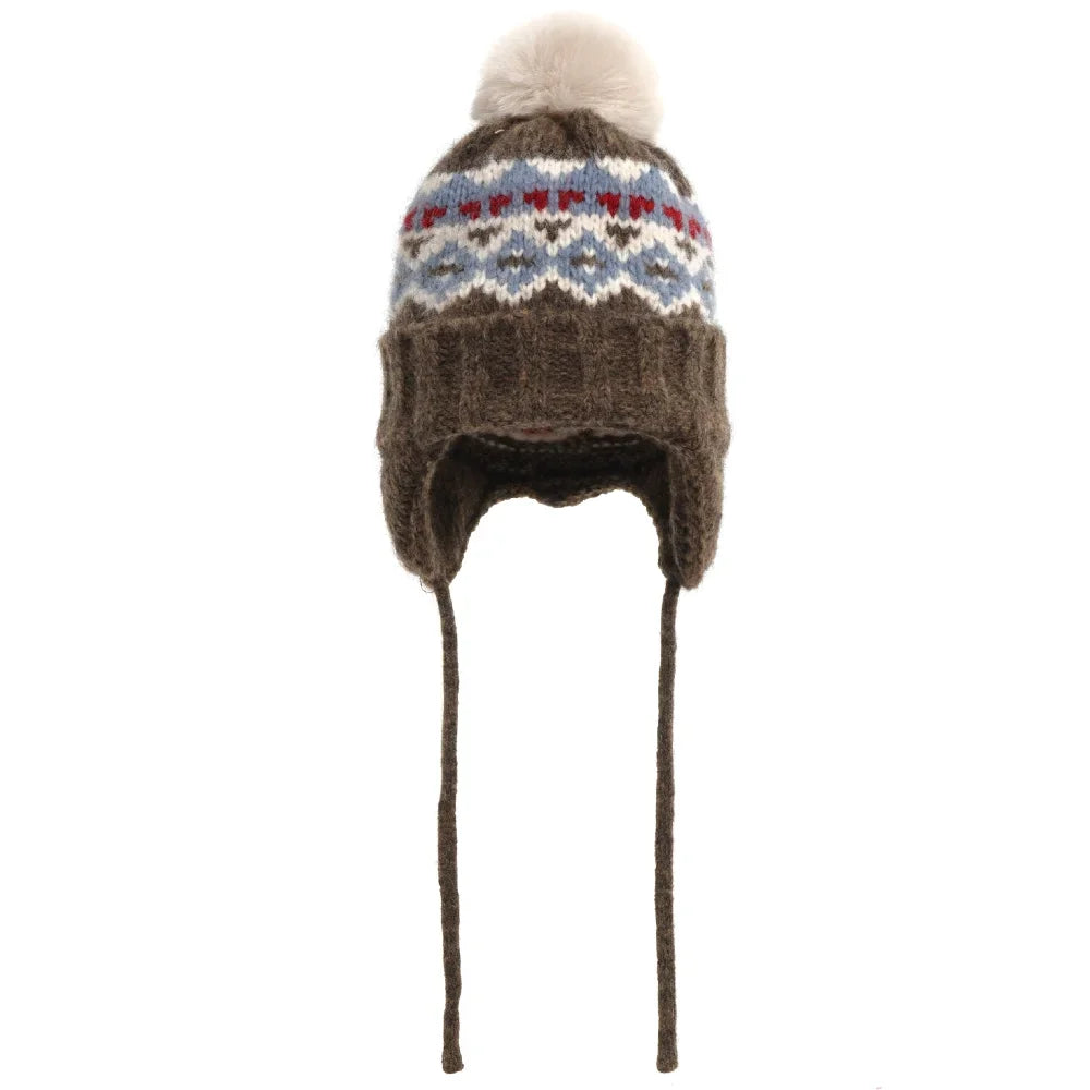 Warm Women's Knit Hat with Pom Pom