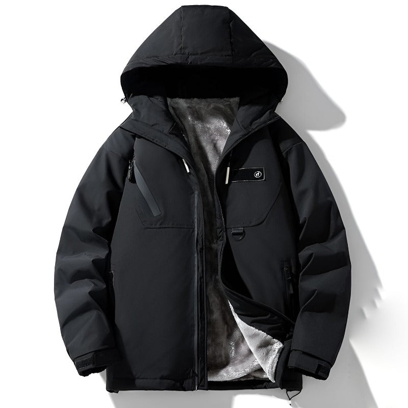 Theodore Relaxed Fit Hooded Jacket | Collared Hip-Length Jacket
