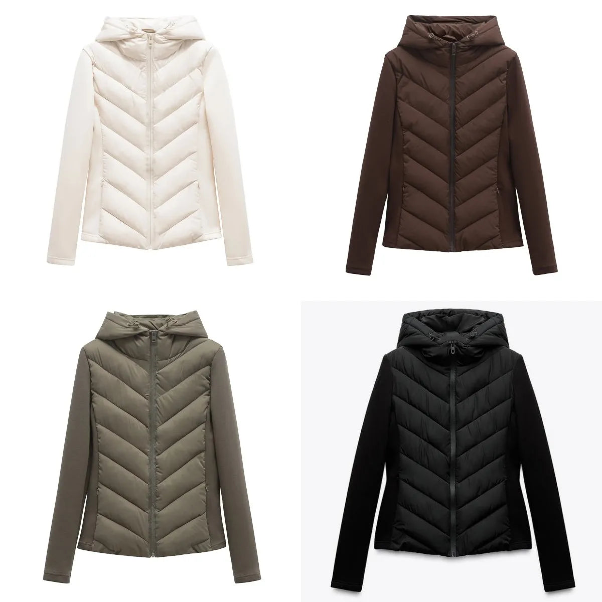 Ladies' Quilted Hooded Cotton Coat with High Collar - BritishElegance