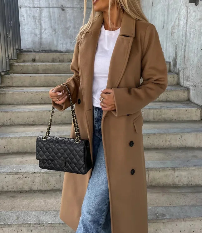 Classic Ladies Double Breast Button Coat