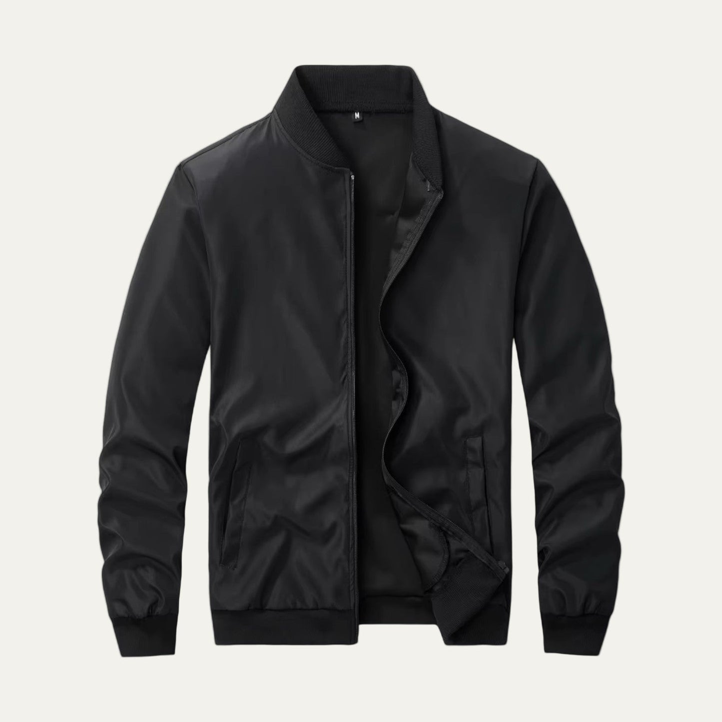 Men’s Minimalist Collarless Zip Front Bomber Jacket