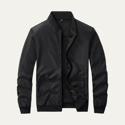 Men’s Minimalist Collarless Zip Front Bomber Jacket