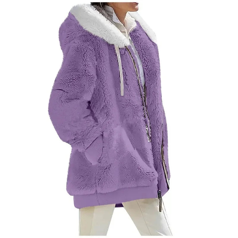 Ladies' Cozy Zip Up Fleece Coat - BritishElegance