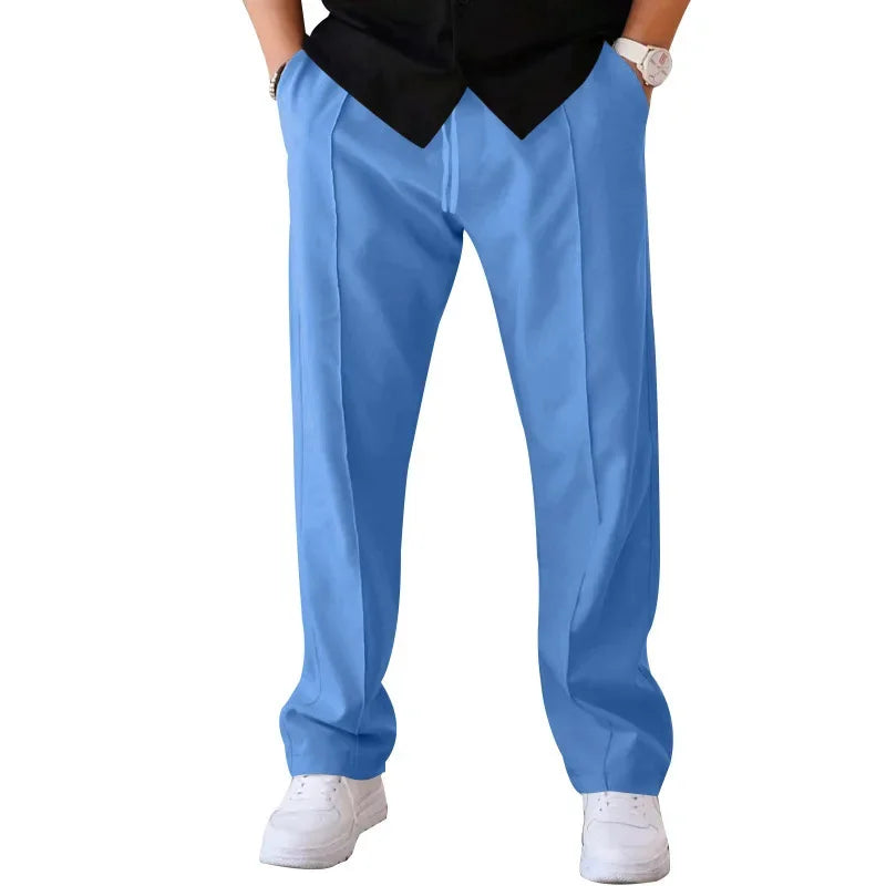 Comfortable Fit Straight Leg Pants with Elastic Waist