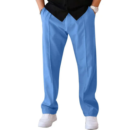 Comfortable Fit Straight Leg Pants with Elastic Waist