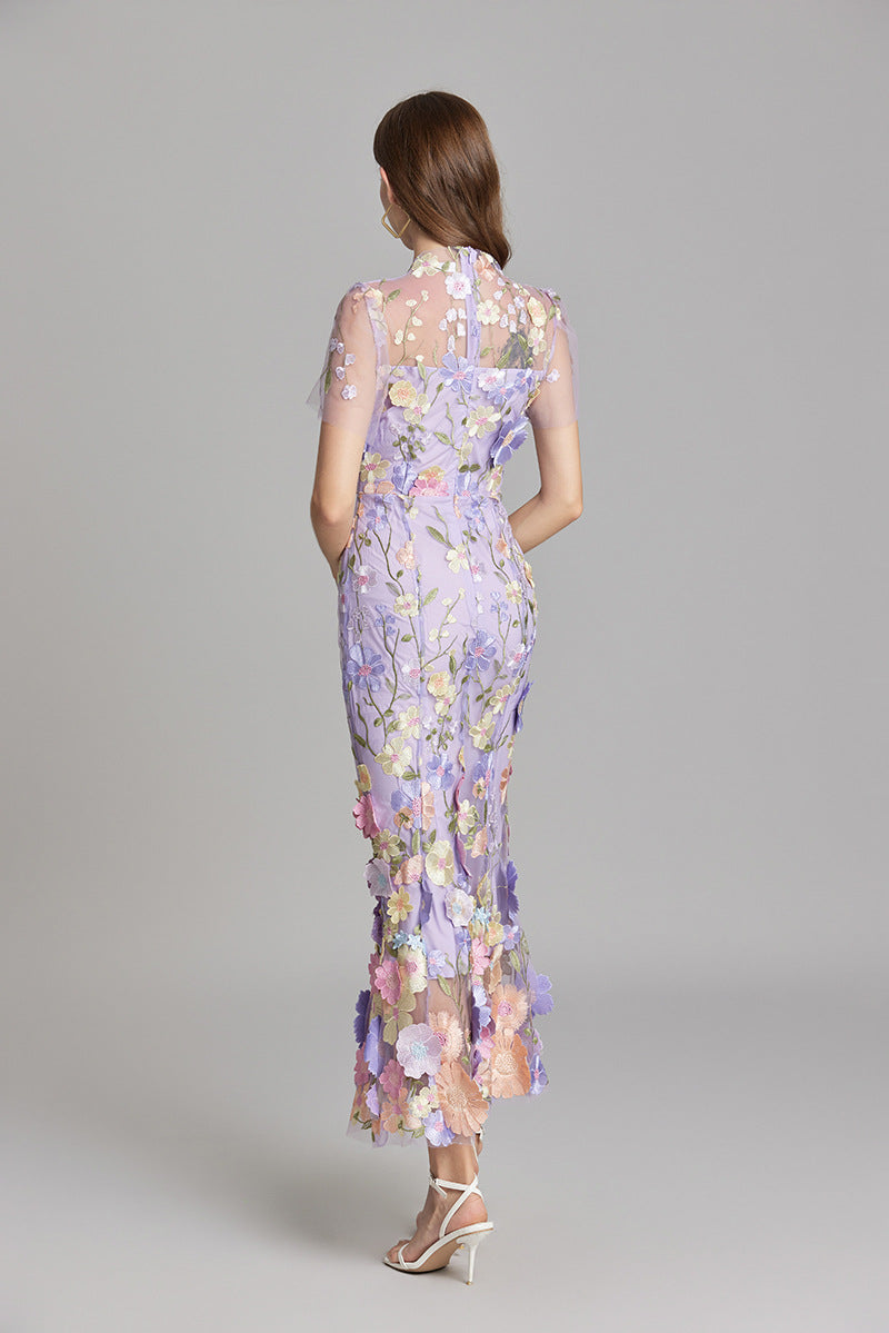 Marivelle – Elegant Embroidered Sheer Maxi Dress