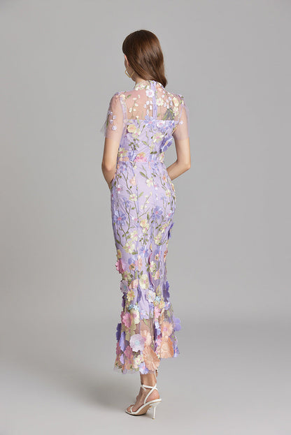 Marivelle – Elegant Embroidered Sheer Maxi Dress