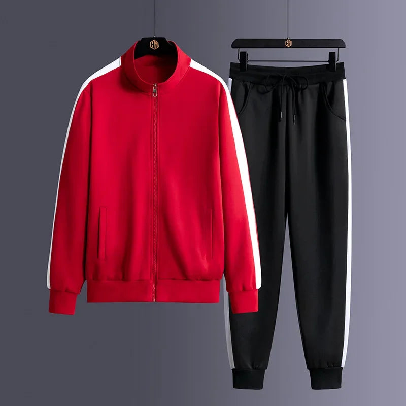 Men's Fashionable Striped Tracksuit Set