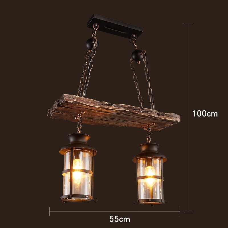 Rustic Metal Wood LED Ceiling Lamp
