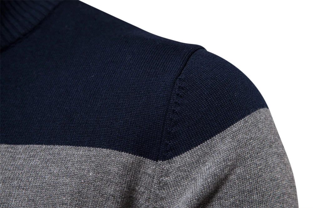 Men’s Color Block Quarter Zip Knit Sweater