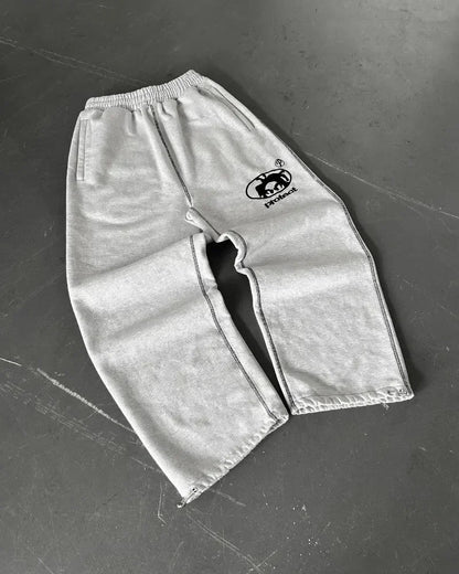 Casual Embroidered Baggy Sweatpants – Retro Wide Leg Pants