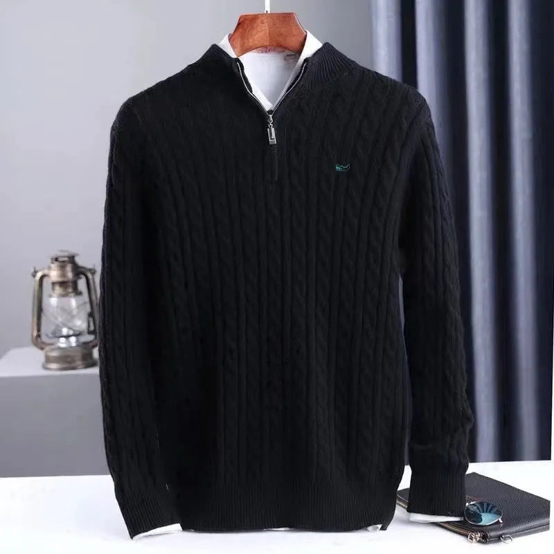 Classic Crew Neck Zip Sweater