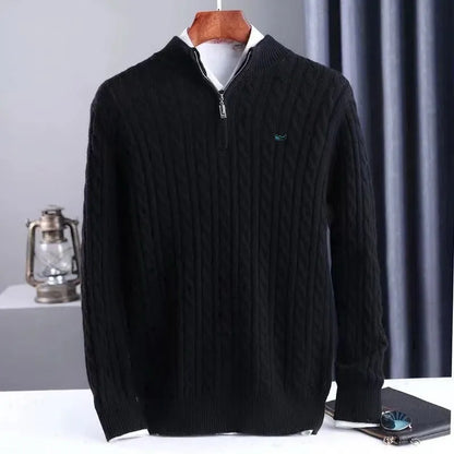 Classic Crew Neck Zip Sweater