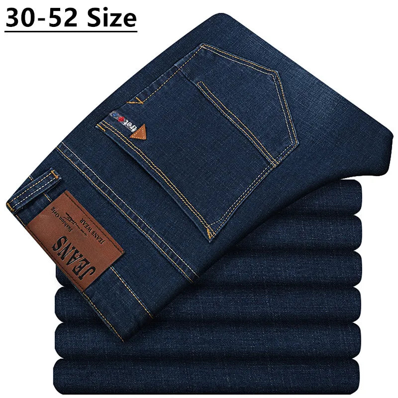 Large Fit - Comfortable Stretch Straight Leg Mens Jeans - BritishElegance