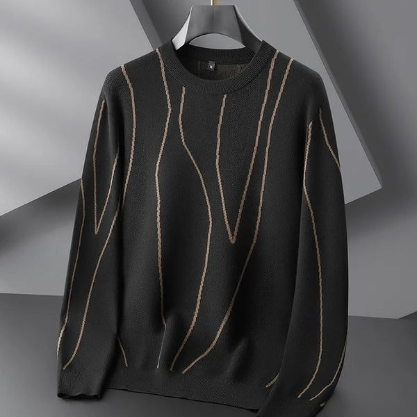 Soft Black Crew Neck Cashmere Sweater for Men - BritishElegance