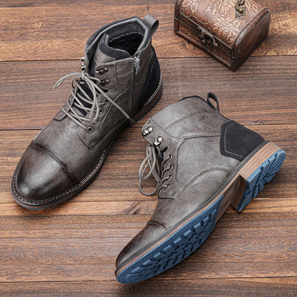 Durable Leather Boots Outdoor - Orthopedic boots with side zip