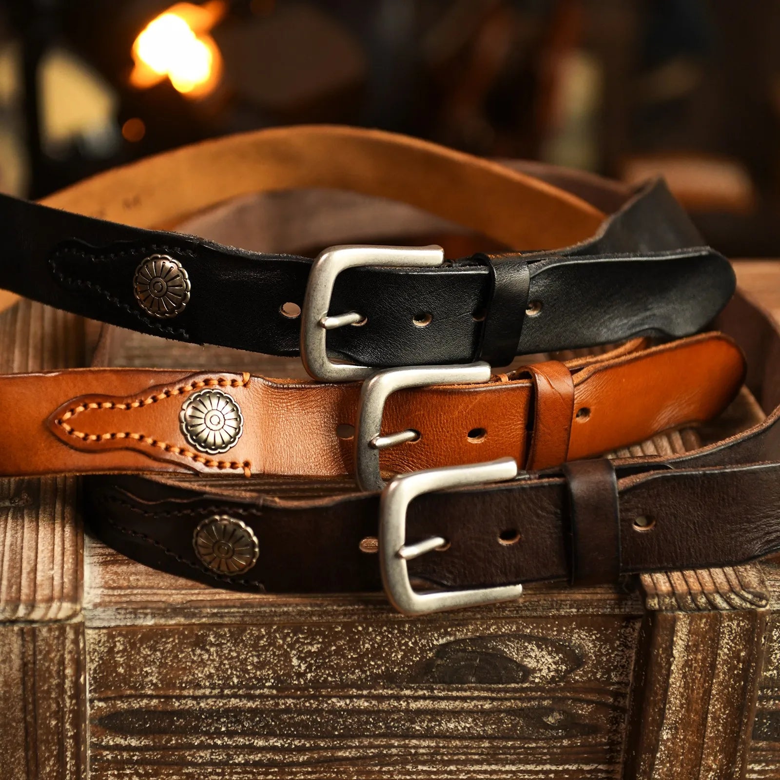 Classic Leather Western Style Belt - BritishElegance