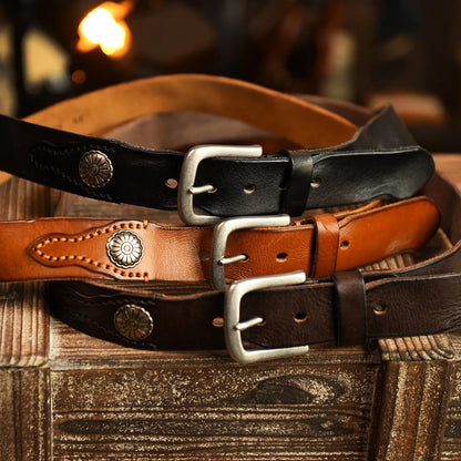Classic Leather Western Style Belt - BritishElegance