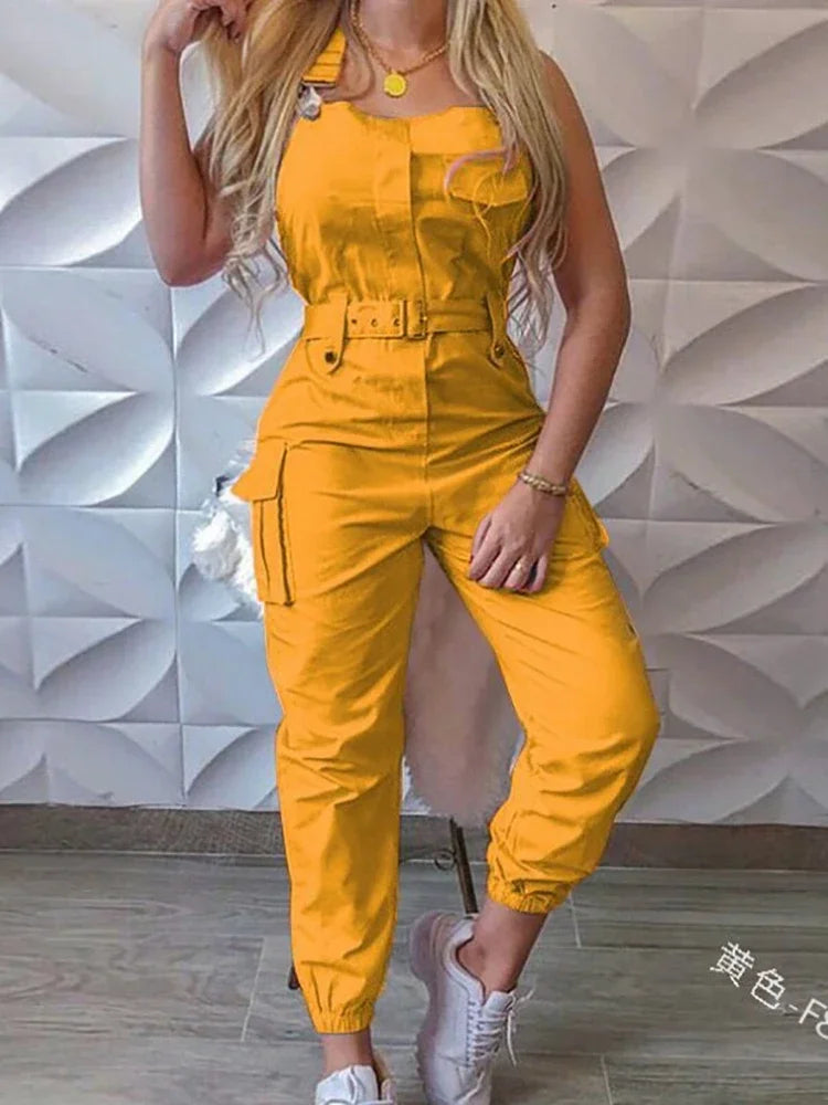 Summer Utility Romper with Adjustable Waist