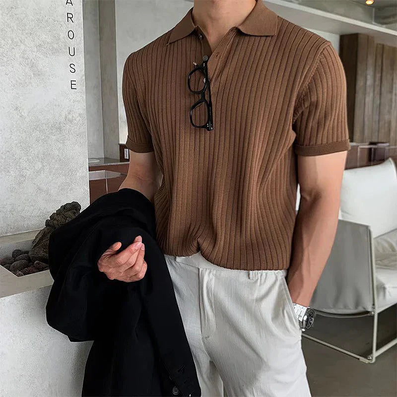 Classic Striped Men's Polo Shirt – Casual Summer Wear