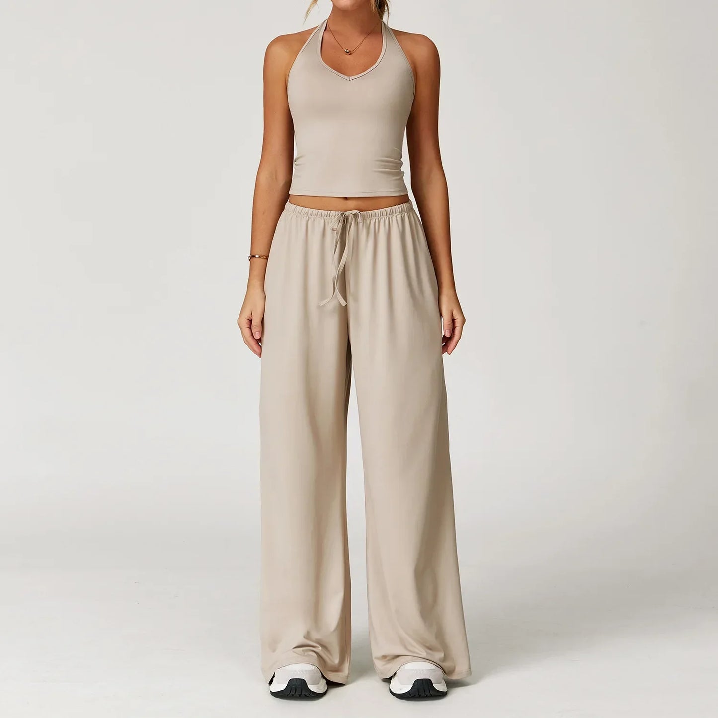 Women's Breathable Ribbed Tank & Elastic Waist Pants