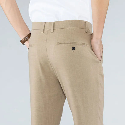 Lightweight Comfortable Linen Blend Straight Pants