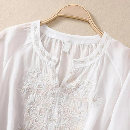 Embroidered Chiffon Boho Blouse | Lightweight Flowy Summer Top