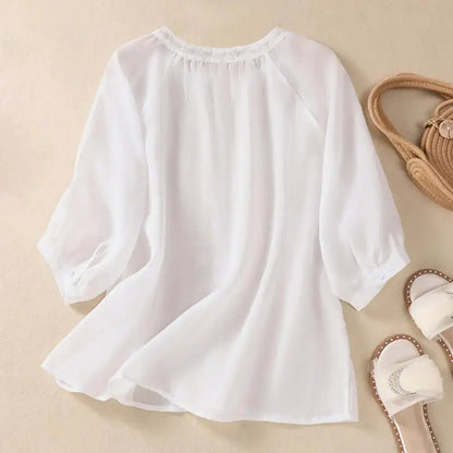 Embroidered Chiffon Boho Blouse | Lightweight Flowy Summer Top