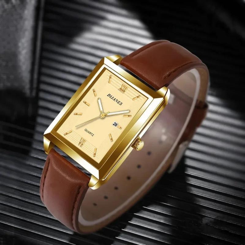 Arthur Wristwatch | Rectangular Case Date Window Wristwatch