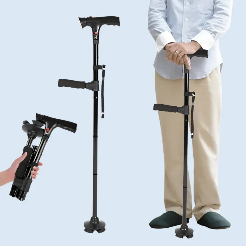 Portable LED Folding Walking Cane for Daily Support - BritishElegance