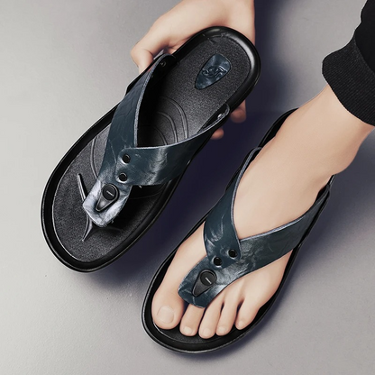 Arvento | Italian Leather Slides – Rivet Detail with Anti-Slip Comfort Sole