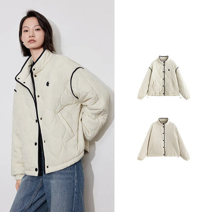 Bold Two-Tone Thick Wool Women's Parka Coat