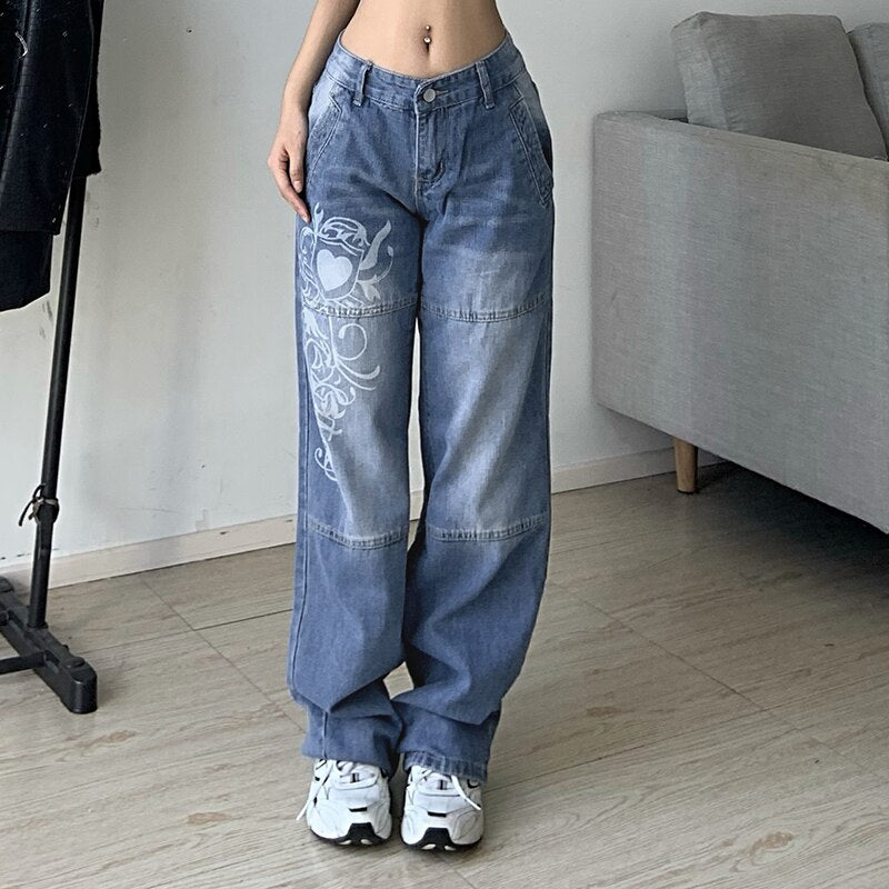 Relaxed Fit Women's Distressed Straight Leg Jeans - BritishElegance