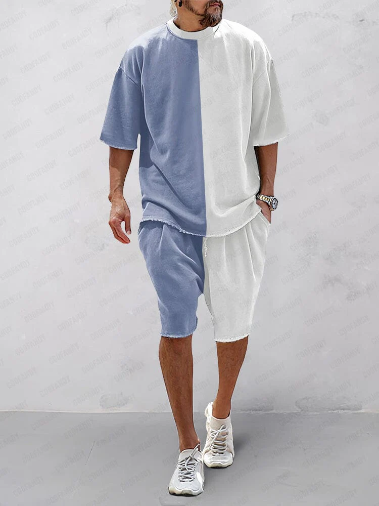 Men’s Casual Loose Fit Sports Set | 100% Cotton T-Shirt & Shorts