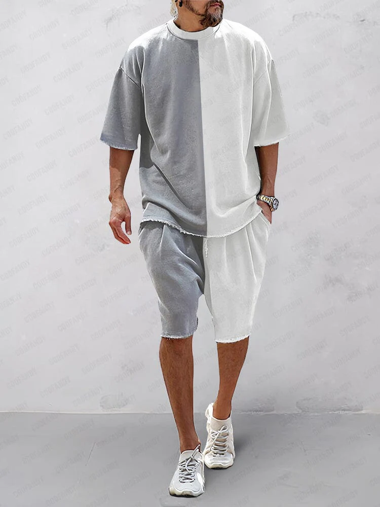 Men’s Casual Loose Fit Sports Set | 100% Cotton T-Shirt & Shorts