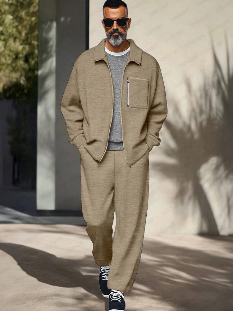 Men’s Athleisure Zip Jacket Set | Regular Fit Lounge Tracksuit
