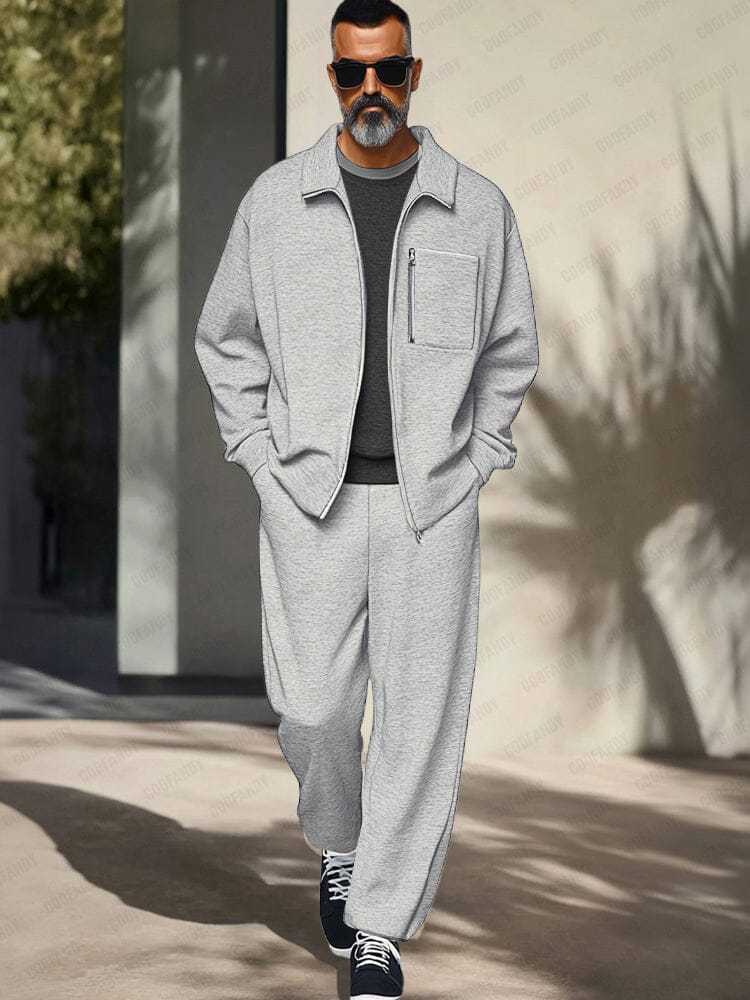 Men’s Athleisure Zip Jacket Set | Regular Fit Lounge Tracksuit
