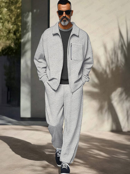 Men’s Athleisure Zip Jacket Set | Regular Fit Lounge Tracksuit