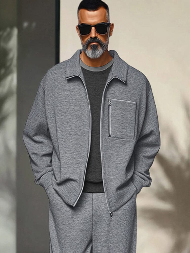 Men’s Athleisure Zip Jacket Set | Regular Fit Lounge Tracksuit