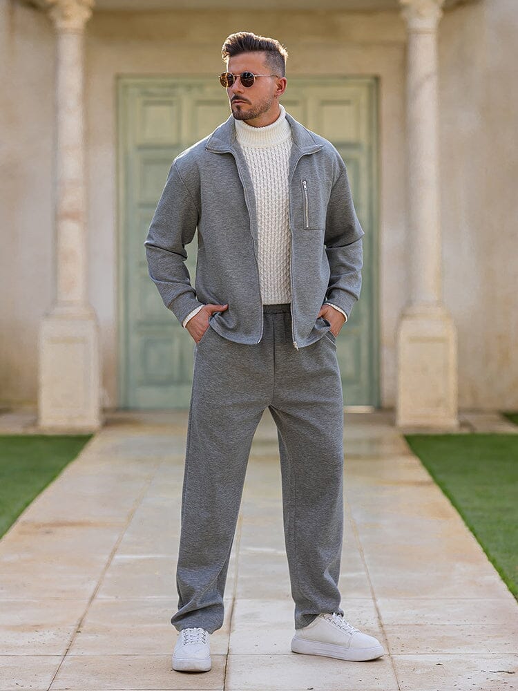 Men’s Athleisure Zip Jacket Set | Regular Fit Lounge Tracksuit