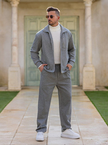Men’s Athleisure Zip Jacket Set | Regular Fit Lounge Tracksuit